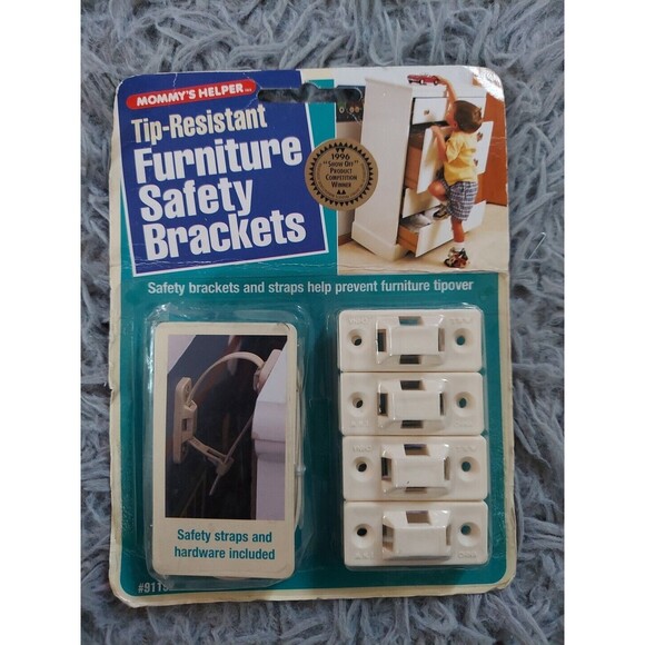 Furniture Safety Straps Brackets Kit Mommys Helper Tip Resistant 02263 NEW - Picture 2 of 7